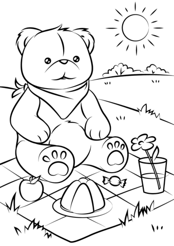 Teddy Bears' Picnic Coloring Page